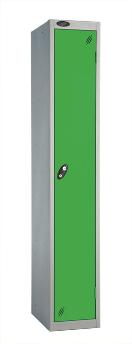 Steel locker with green door