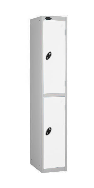 two door steel locker white doors