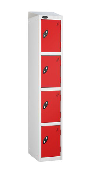 4 door metal locker red with sloping top