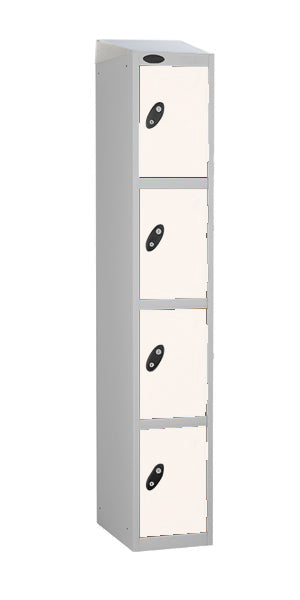 4 door metal locker white with sloping top