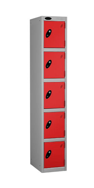 5 Door Steel Locker with red doors