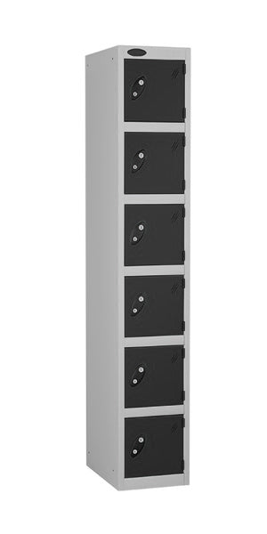 6 Door Steel Locker with black doors