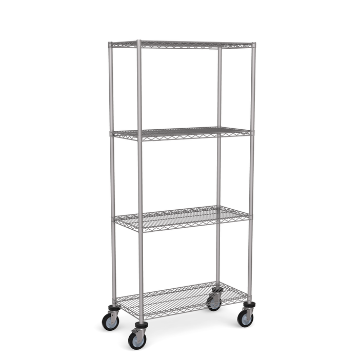 Stainless Steel Wire Shelving - Mobile Unit 1800mm High