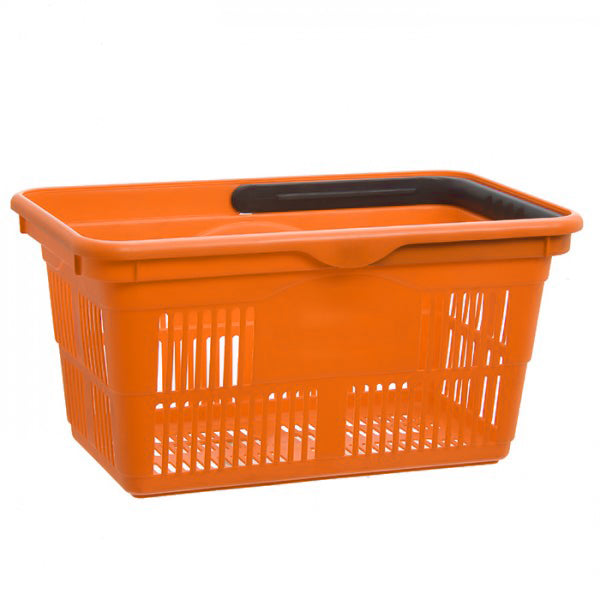 Plastic shopping basket in orange