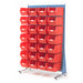 Free-Standing Louvred Panels with Bins Red