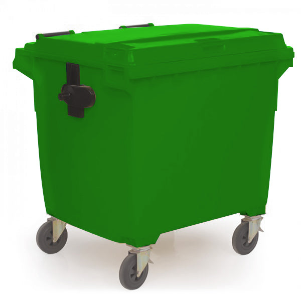 Compactor wheeled waste bin green