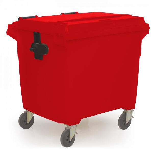 Compactor wheeled waste bin red