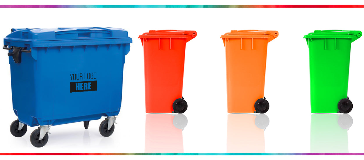 Coloured wheelie bins