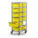 supermarket crate trolley with yellow trays