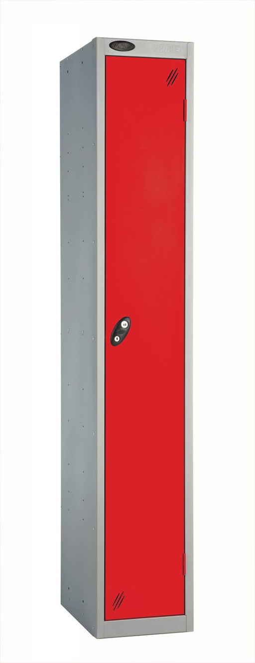 Steel locker with red door