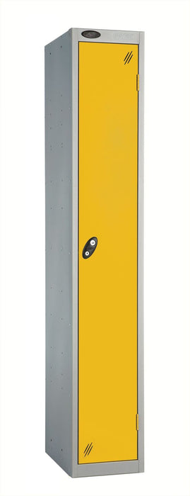 Steel locker with yellow door