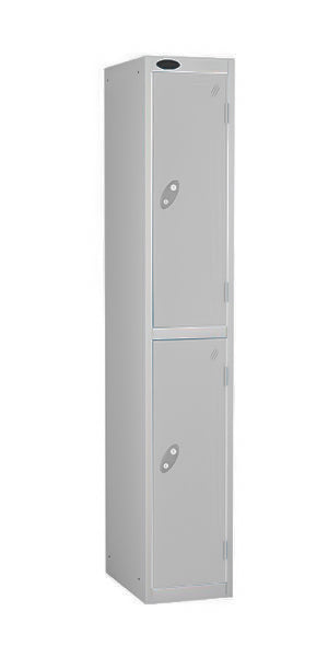 two door steel locker grey doors