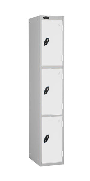 3 Door Mild Steel Lockers in white