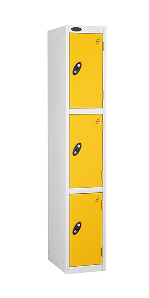 3 Door Mild Steel Lockers in yellow