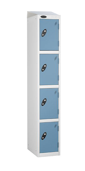 4 door metal locker blue with sloping top