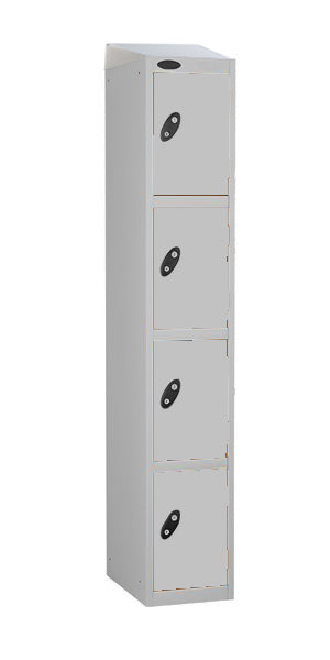 4 door metal locker silver with sloping top