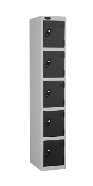 5 Door Steel Locker with black doors