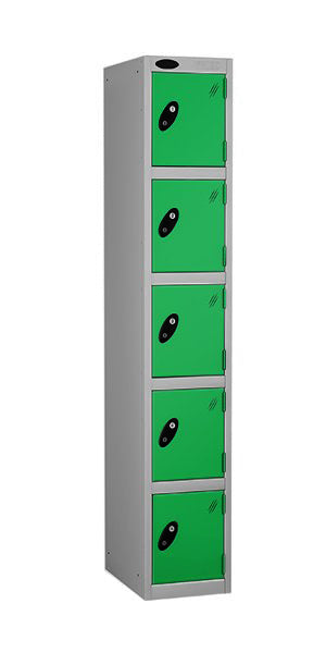 5 Door Steel Locker with green doors