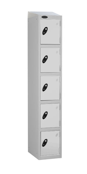 5 Door Steel Locker with grey doors sloping top