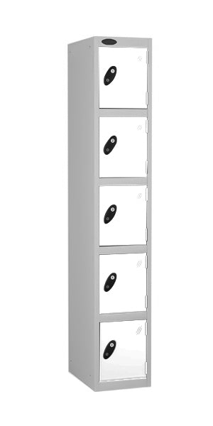 5 Door Steel Locker with white doors