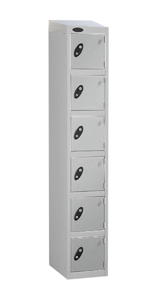6 Door Steel Locker with grey doors sloping top