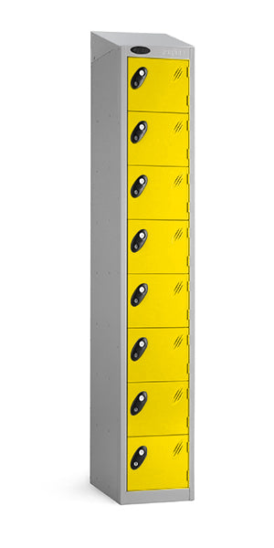 8 yellow door front sports locker sloping top