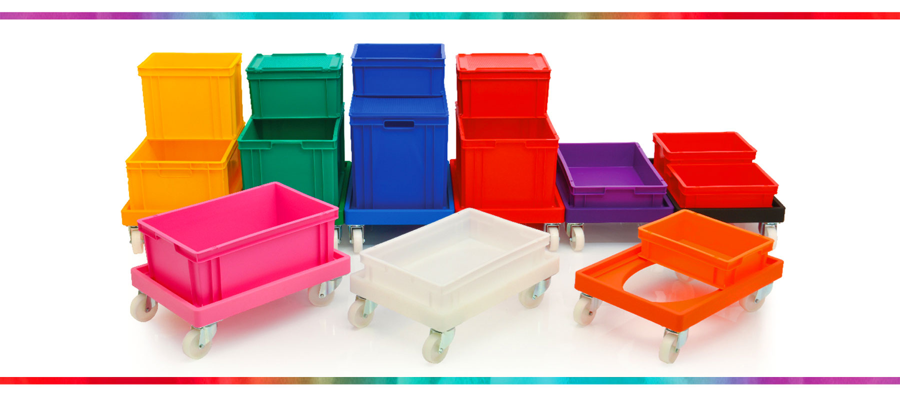Coloured stacking boxes