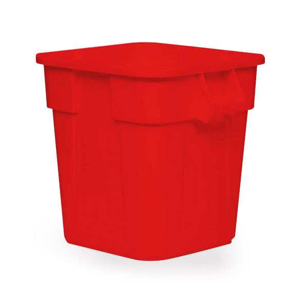 Red rectangular bin with handles