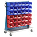 Mobile Small Parts Trolley with Red and Blue Small Bins 