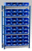 Single starter bay shelving kits for small parts bins in blue