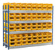 Double longspan storage with yellow small parts bin