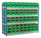 Double longspan storage with green small parts bin