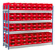 Double longspan storage with red small parts bin
