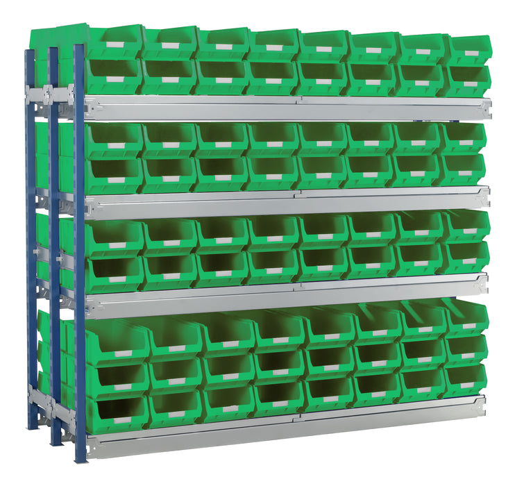 storage shelving extension bays green boxes