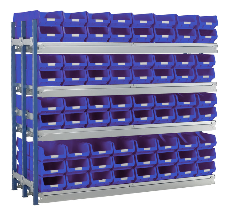 storage shelving extension bays blue boxes