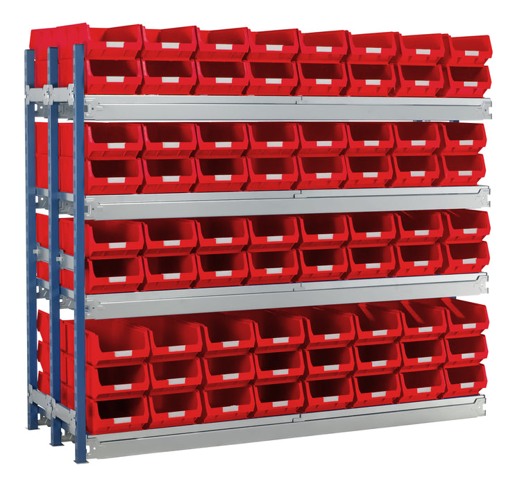 storage shelving extension bays red boxes