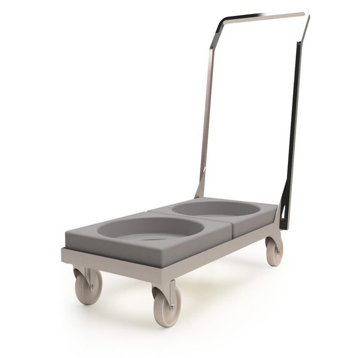 Grey food transporting and storing trolley
