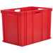 Large coloured Euro norm stacking container in red, food safe plastic storage box with handles