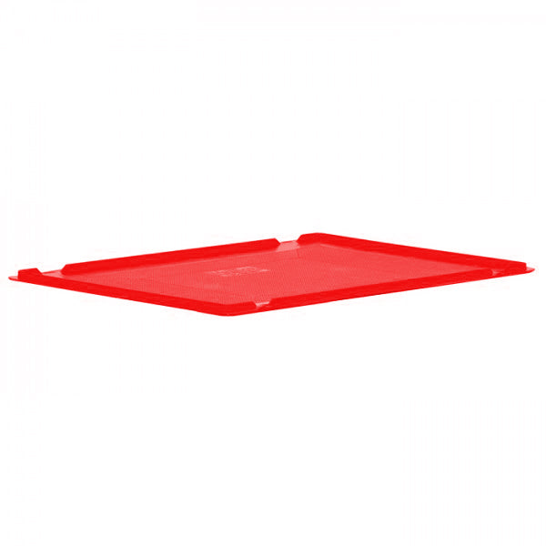 Red plastic box lid manufactured in the UK
