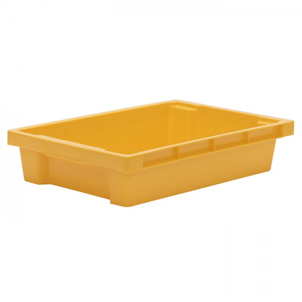 Yellow plastic stacking tray