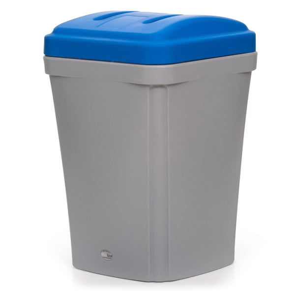 Paper recycling bin blue lid