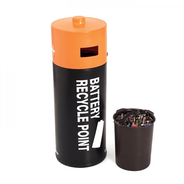 Battery recycling bin easy to clean