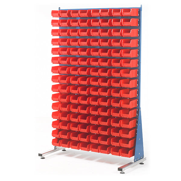 Free-Standing Louvred Panels with Bins Red