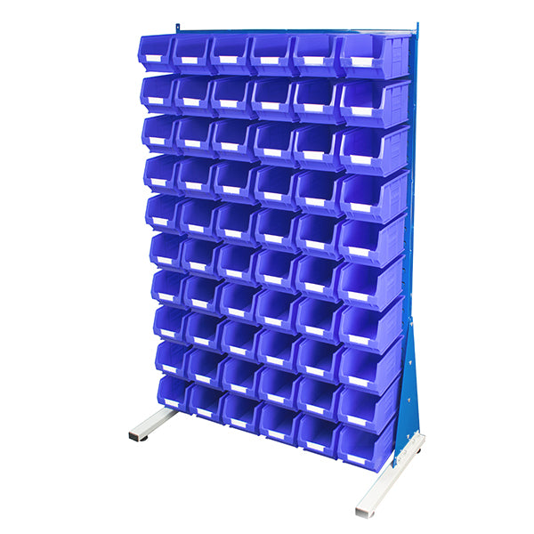 Free-Standing Louvred Panels with Bins Blue