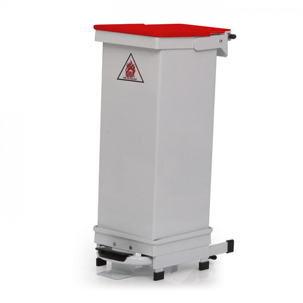 Hospital foot pedal bin with red lid