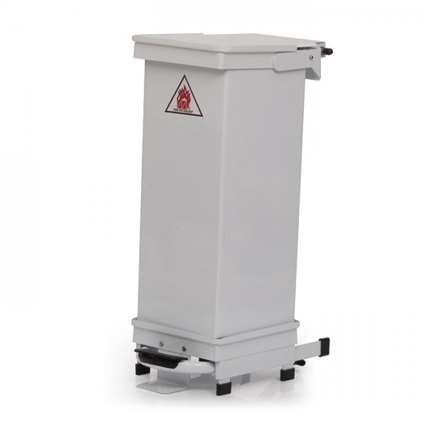 Hospital foot pedal bin with white lid