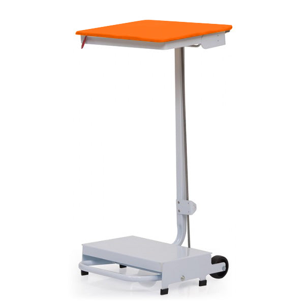 Clinical waste foot pedal bin with orange lid