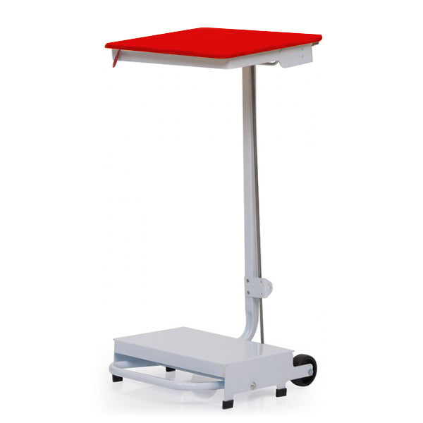 Clinical waste foot pedal bin with red lid