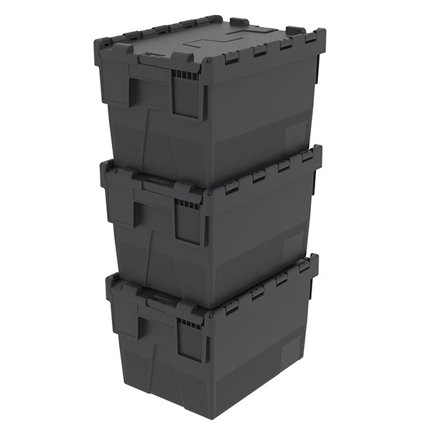 Recycled material stacking box with lid