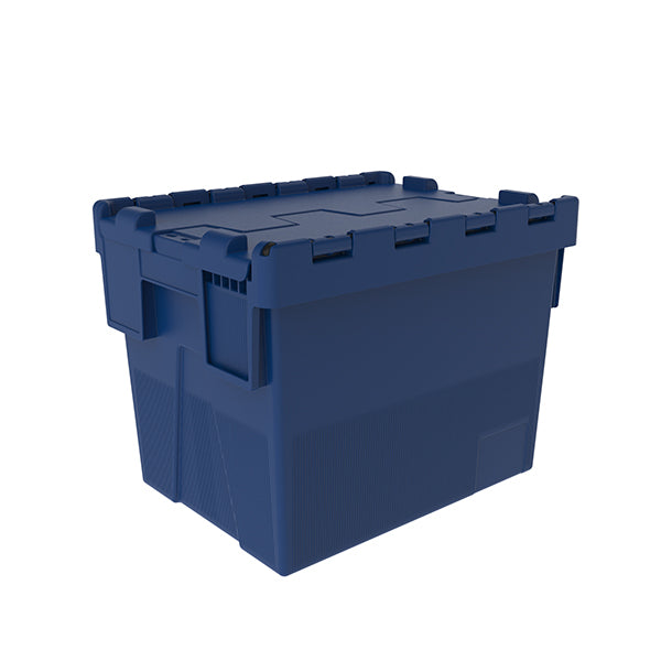 Euro size blue colour stacking box with attached lid